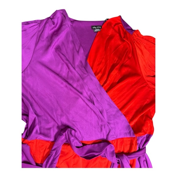City chic Red and Purple Wrap Dress size xxl/24 - Picture 4 of 12